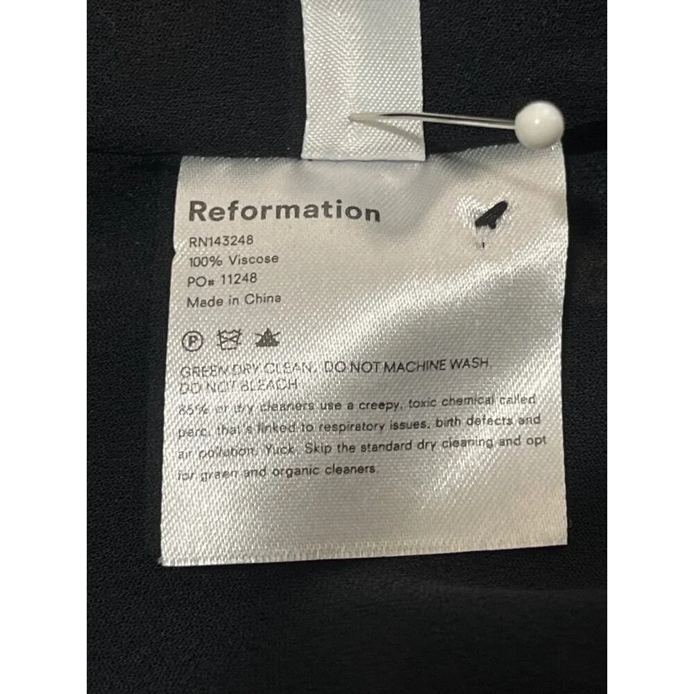 Reformation Wildflower Dress Vionnete Black Floral Puff-Sleeve Midi Size 2 NEW - Picture 11 of 11